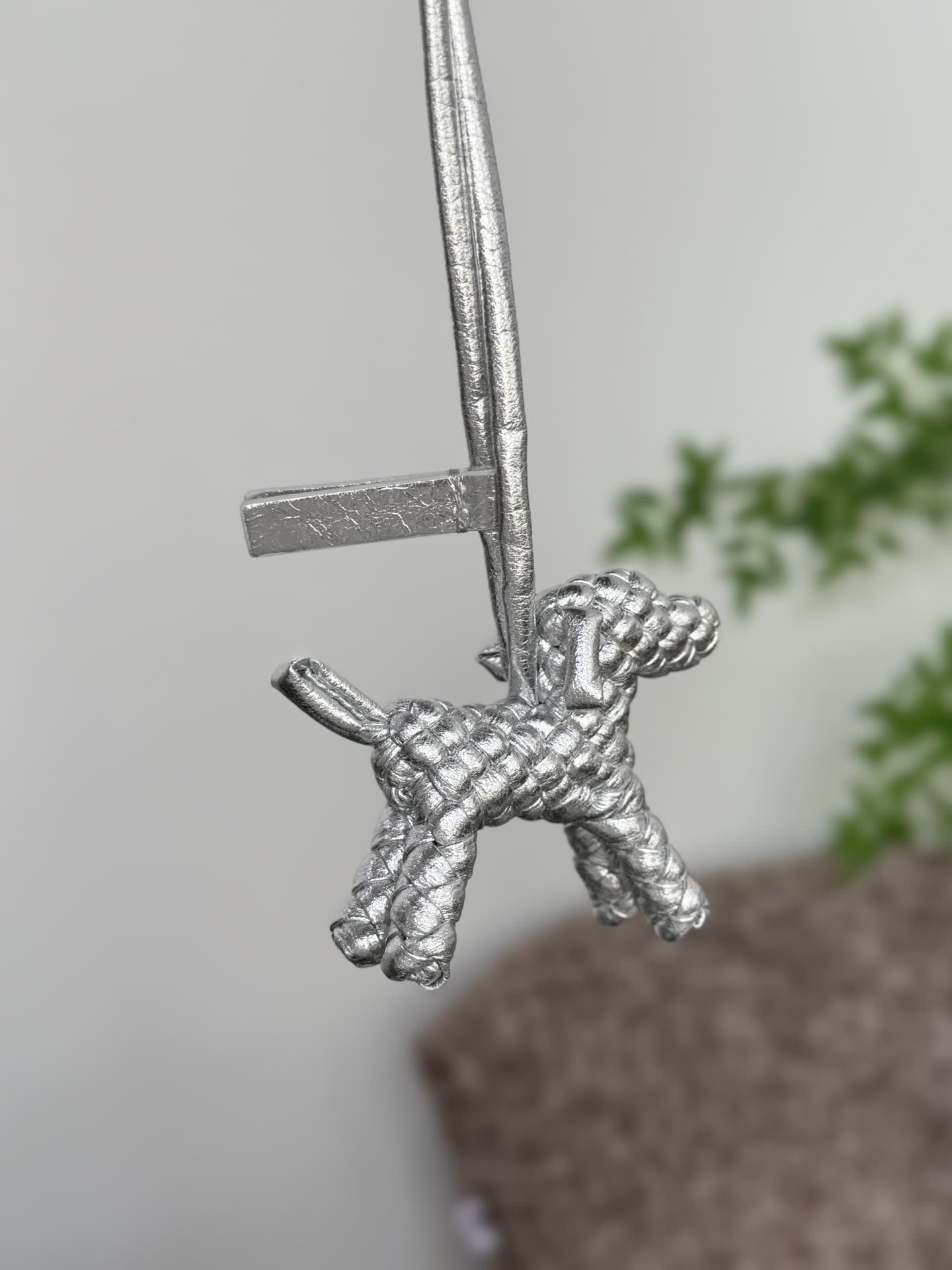 Bottega Veneta Silver Dog Charm